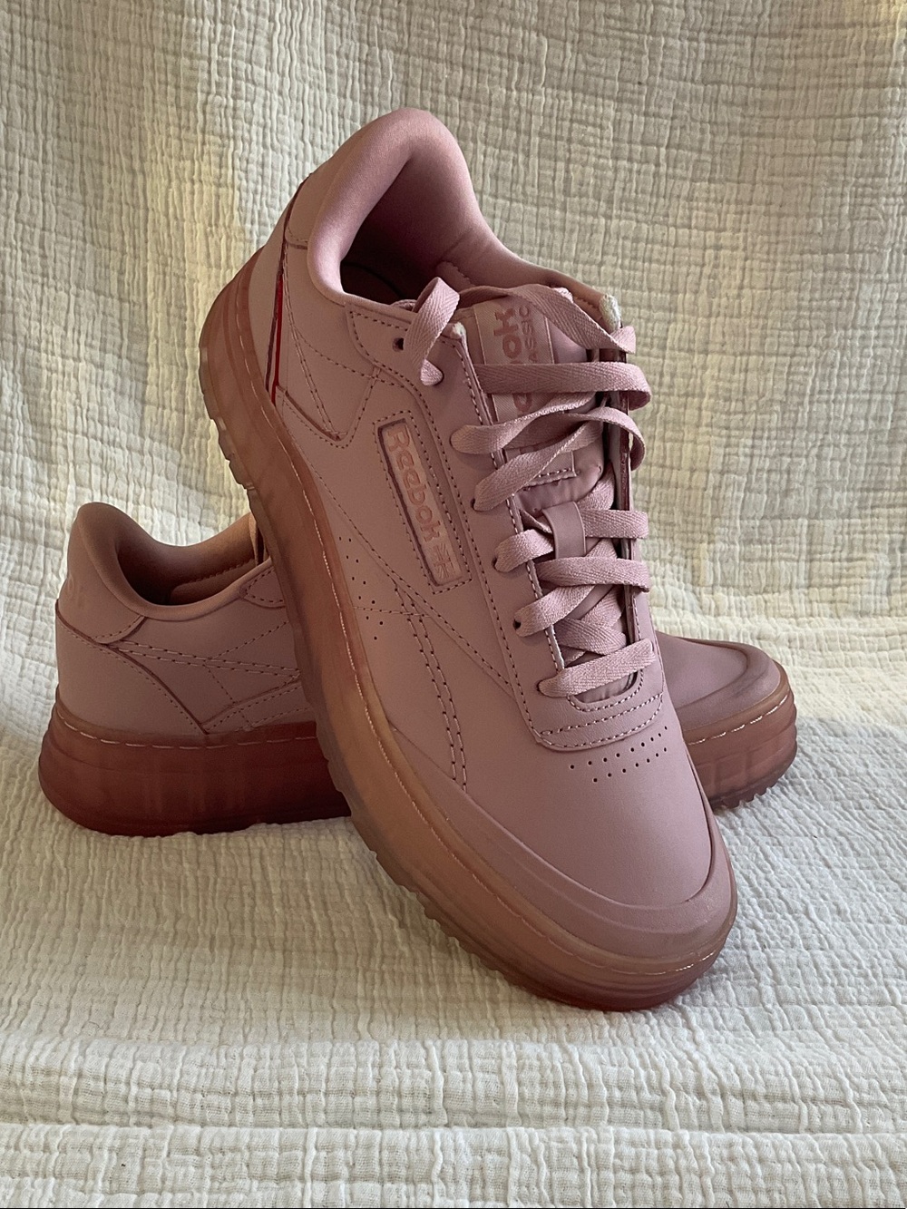 Women's Reebok Club C Double Geo Casual Sneakers Rose Pink Sz 9 Platform Shoes